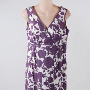 Boden Purple White Cotton Floral Sleeveless Dress